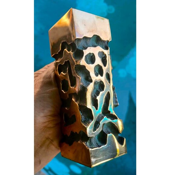 Stunning Wes Leonard One of A Kind Solid Polished Cast Bronze Candleholder - Picture 6 of 9